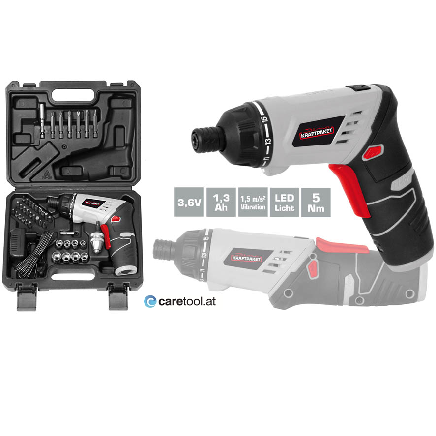 Dino KRAFTPAKET Akkuschrauber-Set Multiplex 3.6V 5 Nm